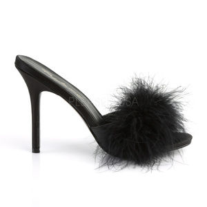 Marabou Fur Slip On Mules High Heel Shoes